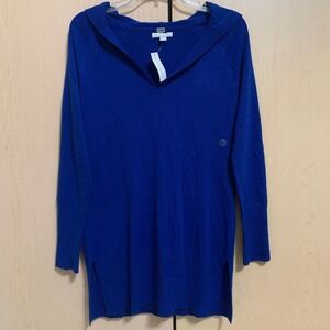 NWT New York & Company Women's Pullover Hooded Knit Tunic Sweater Royal Blue S